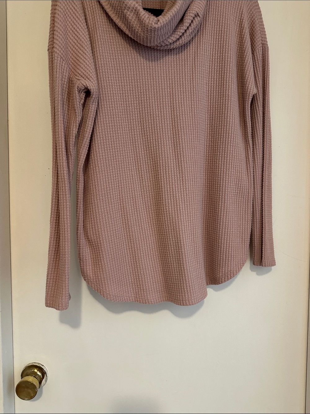LOFT Mauve Waffle Knit Cowl Neck Pullover